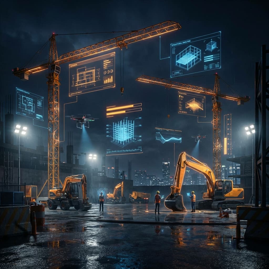 Chantier de construction connecté avec SiteMaster AI